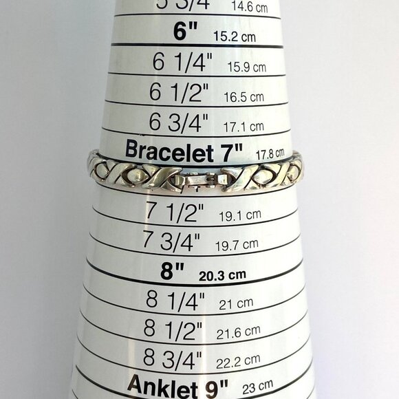 VTG Sterling Silver 925 Mexico Heavy Modernist 6MM XO Link Bracelet Sz 7.5" 24g - Picture 9 of 16